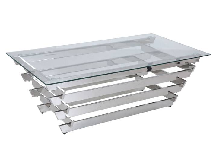SalesFever Couchtisch 130x70 cm Silber/Klarglas
