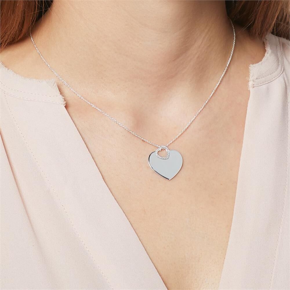 Unique Gravierbare Herzkette aus 925er Sterlingsilber silber