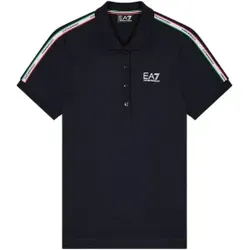 EA7 für Damen. 7W001221_AF12503 Polo Italian Spirit blau (3XL), Lässig, Baumwolle, Kurzarm, Marine