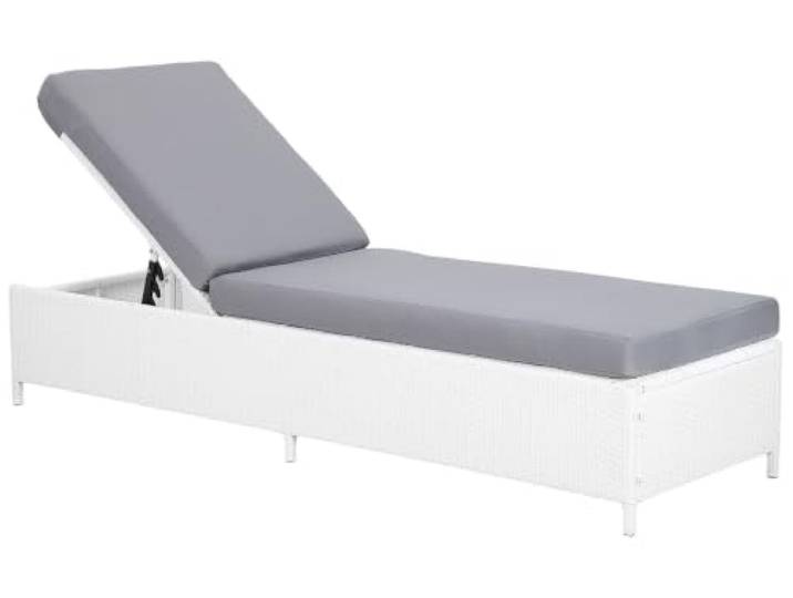 Rattanliege Gartenliege Loungeliege Relaxliege Terrassenliege Weiß Turin II
