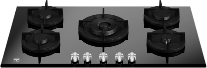 Ⓜ️🔵🔵🔵 LA GERMANIA P905CLAGGN - Piano Cottura a Gas On Glass, Dual Wok Centrale, Nero, 9