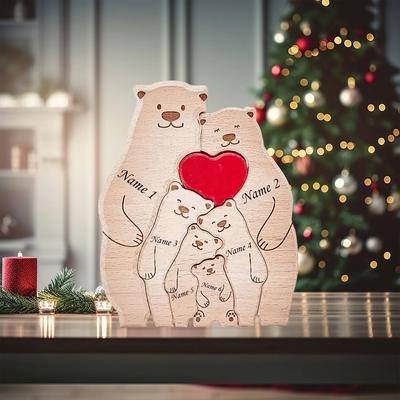 Useful Little Things Personalized Family Bear Puzzle Decor Custom Names Fits 2 To 6 Names Rustic Wooden Bears Seasonal Decor Gift 6 Bears