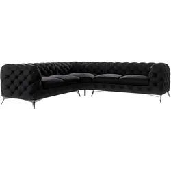 ECKSOFA Chesterfield Laura Schwarz Samt