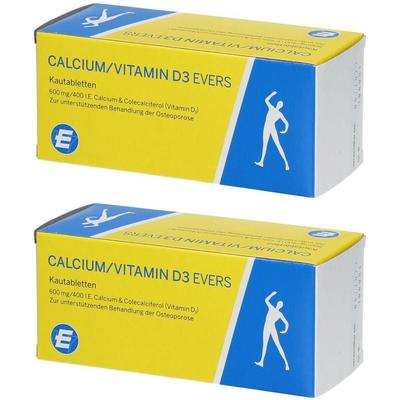 Calcium/Vitamin D3 Evers 600 mg/400 I.E Kautabl. 2x 2x100 St Kautabletten
