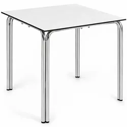 Stapelbarer Tisch aus Aluminium und Weiß für die Terrasse 70x70 für Bar, Restaurant und Catering.