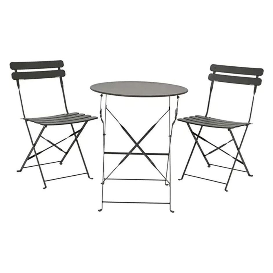Outdoor Living by Decoris Helsingborg table and 2 chairs set, foldable, made of steel, anthracite grey (60 x 70 cm) (9889966)