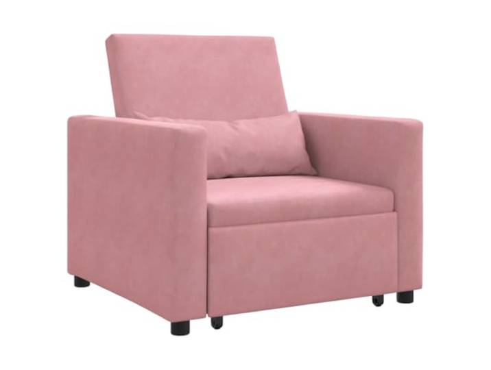 Klappsofa 3in1 mit Rollen Hellrosa Samt, Rückenlehne verstellbar Verstellbare Rückenlehne, Räder für einfache Bewegung, einfache Reinigung mit einem Staubsauger, kompakt für kleine Räume