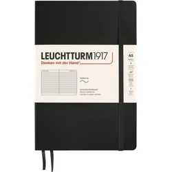 Leuchtturm 1917 Notizbuch A5, liniert, 123 Seiten, schwarz, 80 g/m2