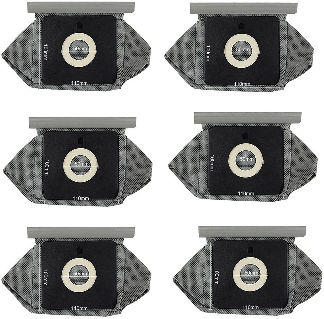 INF Staubsaugerbeutel 6er-Pack, Vliesstoff, kompatibel mit Electrolux ZW1100 und ZW1200