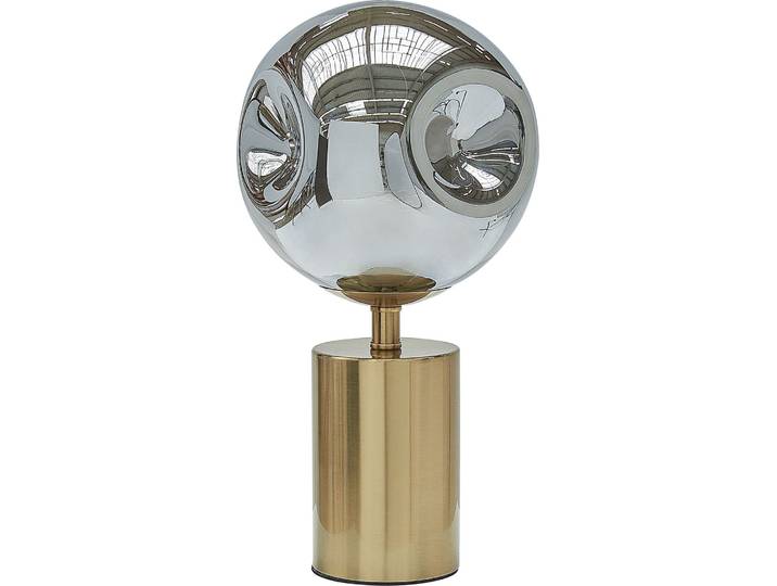BELIANI Tischlampe Messing Metall Glasschirm Modern Glam Design Wohnzimmer Beleuchtung