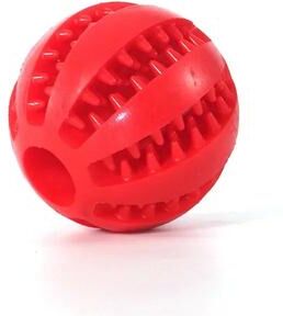 Inspired Living Natural Rubber Dog Treat Ball For Chewing, Cleaning And Play red 7cm