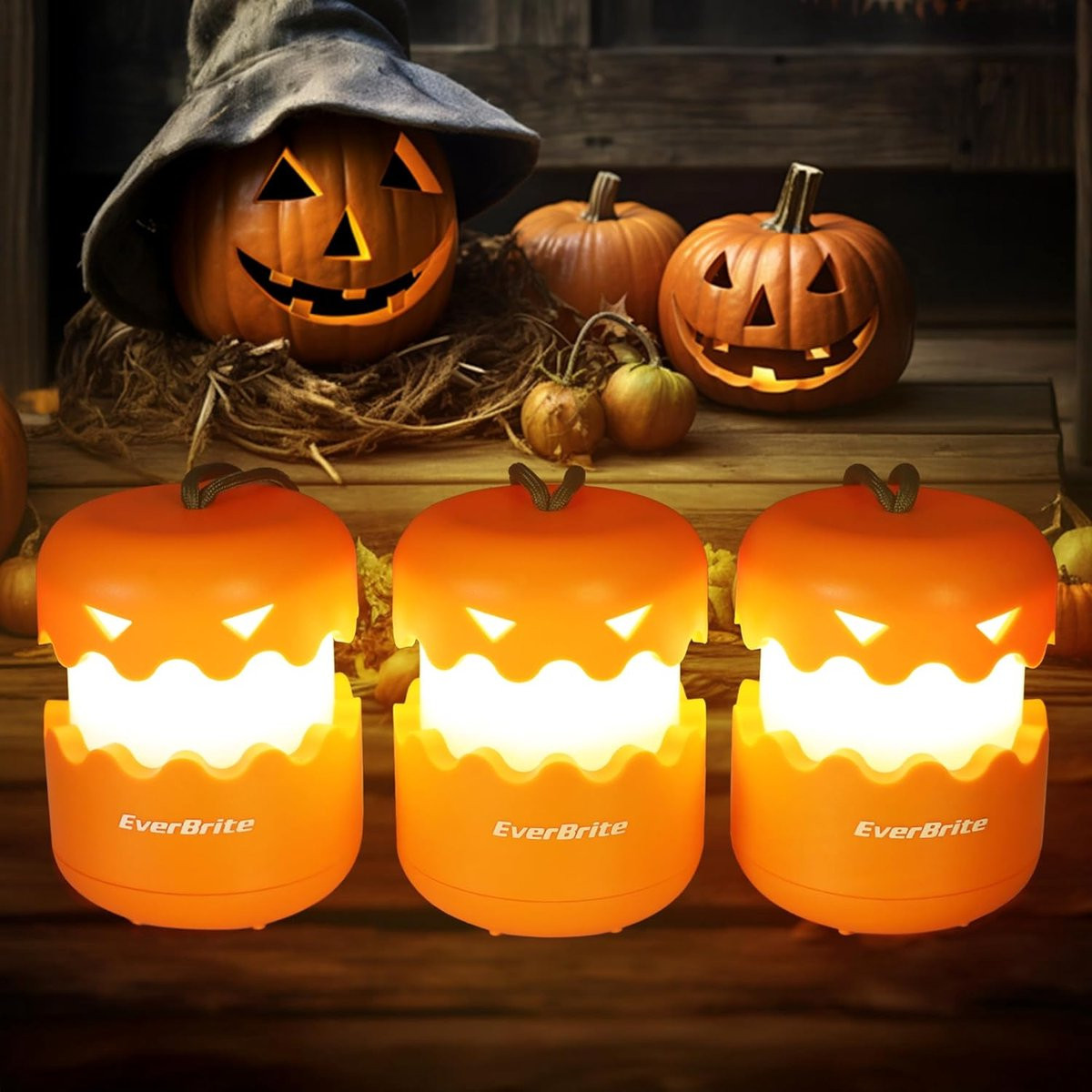 Thijox Halloween Pompoen Lantaarn Set van 3 - Draagbare LED Verlichting voor Kinderen - Halloween Decoratie voor Buiten