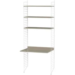 Schmales Standregal mit Schreibtisch Weiß Beige