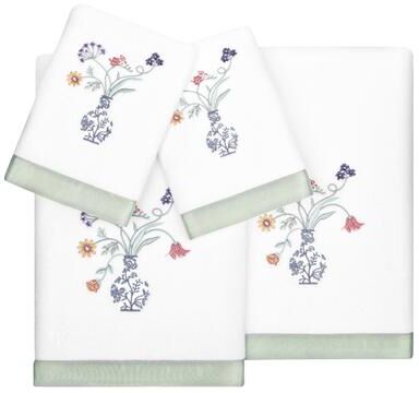 Authentic Hotel and Spa 100% Turkish Cotton Stella 4PC Embellished Towel Set