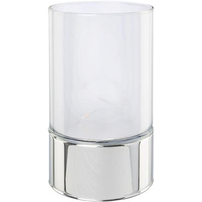 LED-Leuchte CREATIV HOME "Weihnachtsdeko mit LED Beleuchtung", silber (silberfarben), H:15cm Ø:9cm, Kerzenhalter, aus Glas, mit Sterneffekt