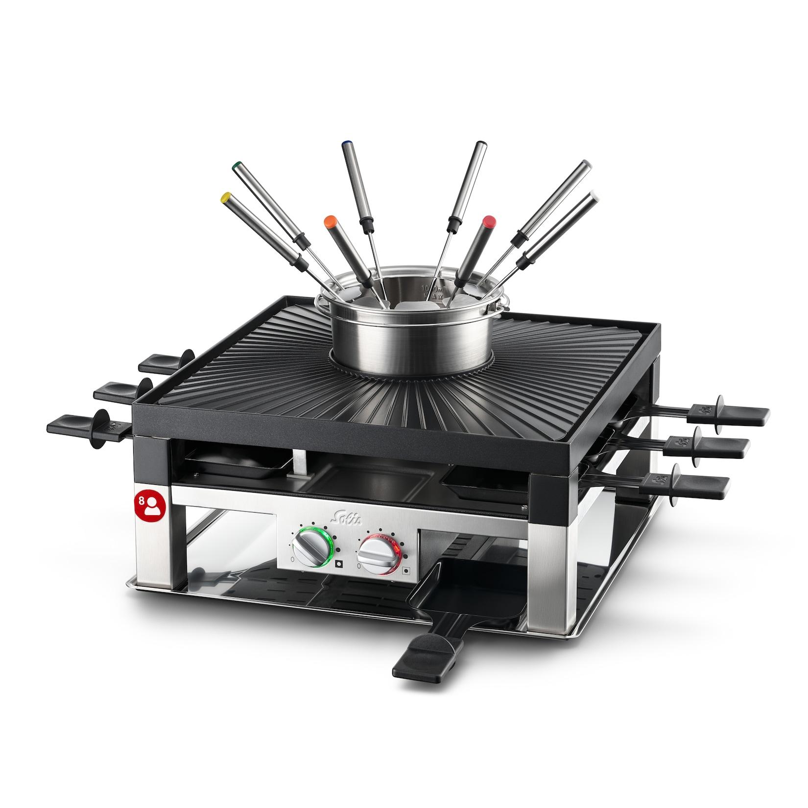 Solis Fondue und Raclette Grill 1200W 8 Personen Fonduetopf