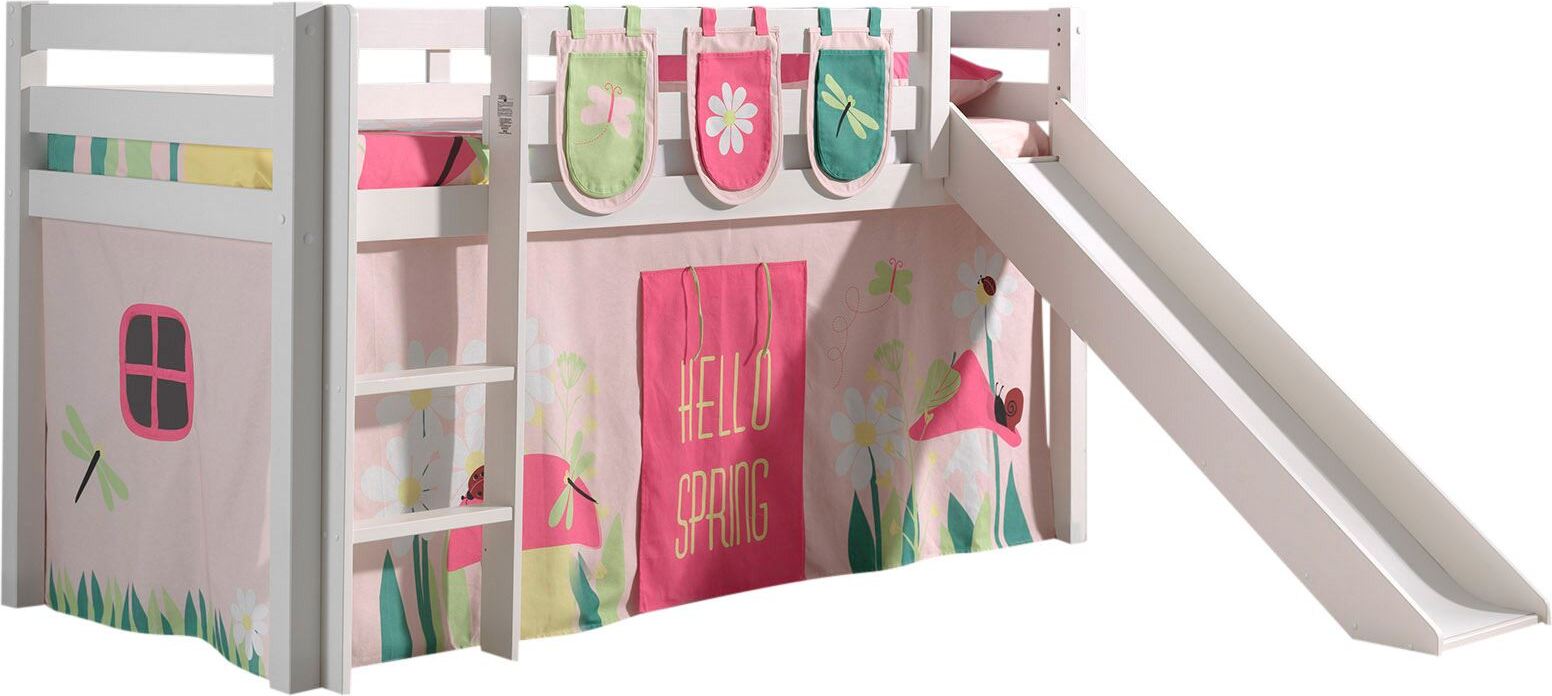 Kinderbett mit Rutsche Karolina Massivholz Weiß Textilset Spring 3