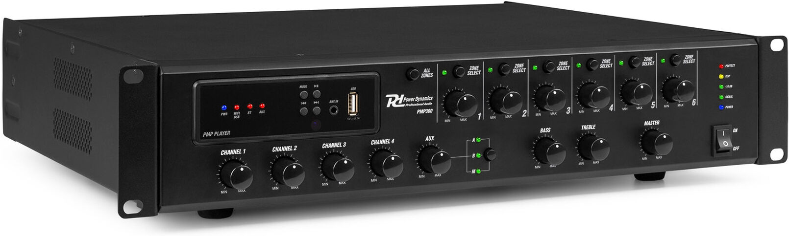 Power Dynamics Pmp360 Kommerzieller Mixer-Verstärker 360w 6 Zonen