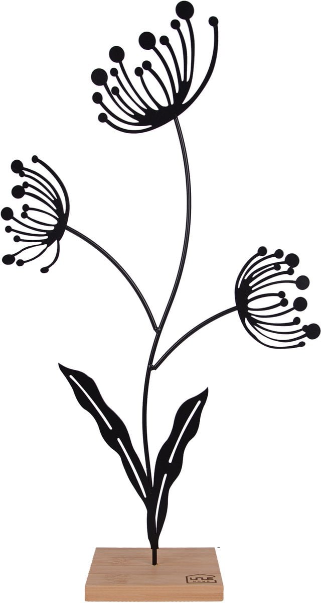 UNUS decoratieve bloemsilhouet staander zwart groot