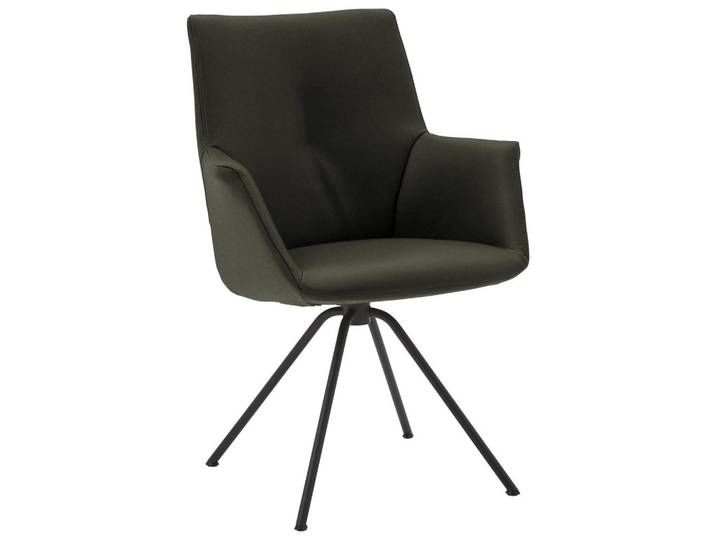 Dieter Knoll Armlehnstuhl, Schwarz, Dunkelgrün, Metall, Leder, Echtleder, Semi-Anilinleder, Rundrohr, 65x91x63 cm, Beinauswahl, Lederauswahl, Typenauswahl, Esszimmer, Stuhl, Lederstuhl