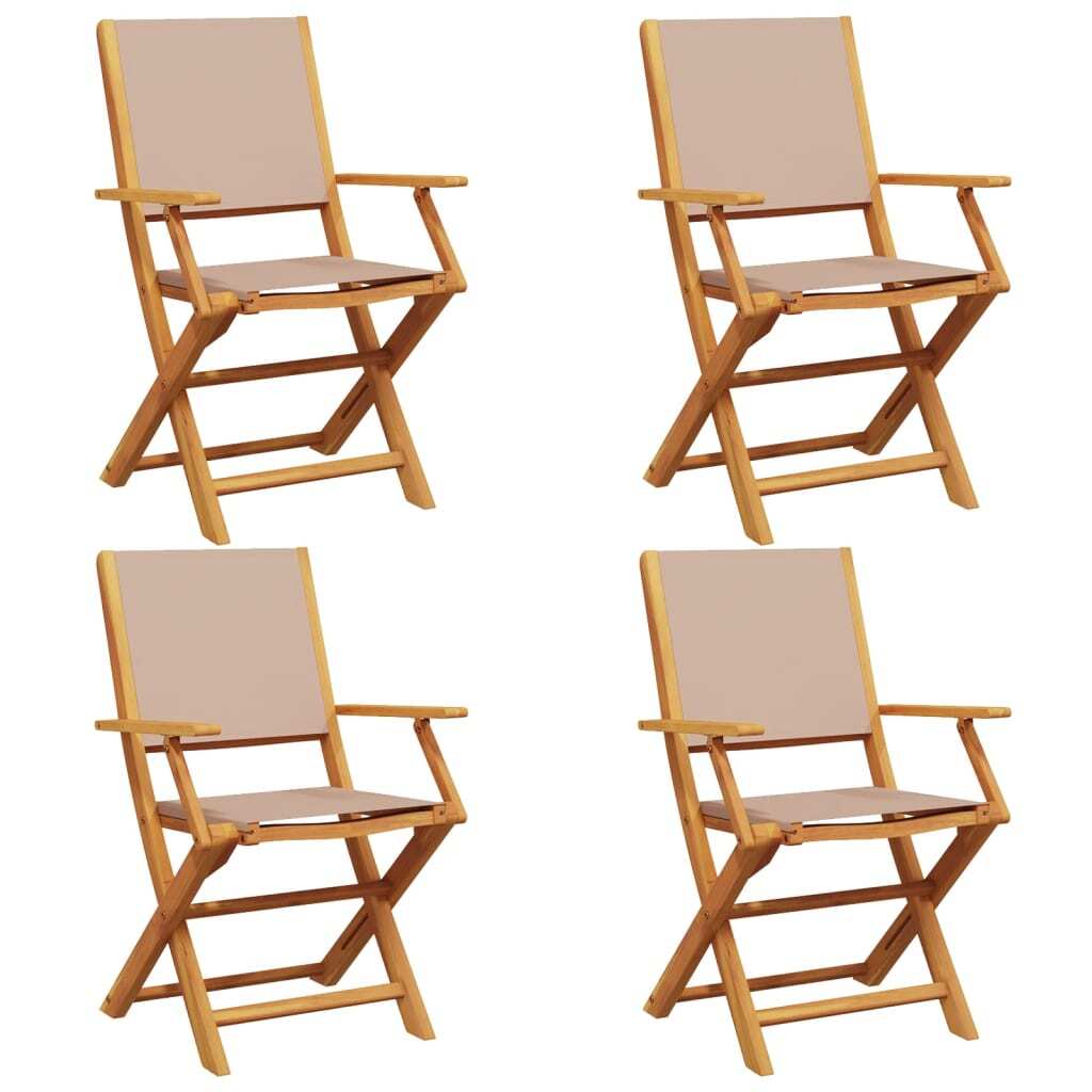 Gartenstühle 4 Stk. Klappbar Taupe Stoff und Massivholz