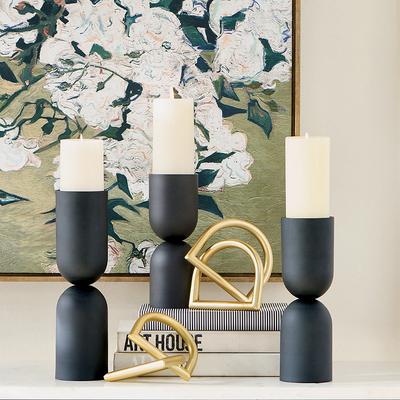 "Marco Pillar Candleholder - Beige, 9"" - Grandin Road"