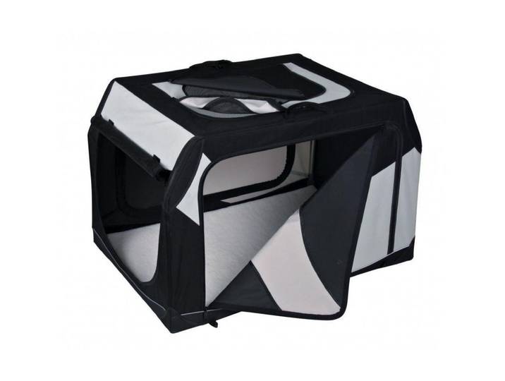 Tiertransportbox TRIXIE Vario S , grau (grau, schwarz), B:61cm H:43cm T:46cm, Metall, Polyester, Tiertransportbehälter, Tiertransportbox