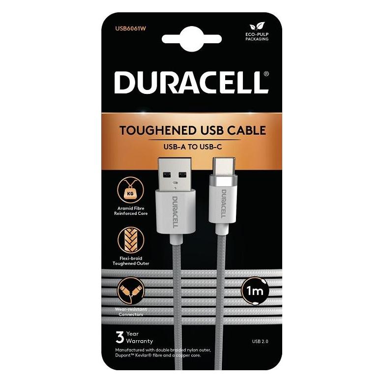 Duracell 1M USB-A to USB-C 2.0 Braided (1 m, USB 2.0) (USB6061W)