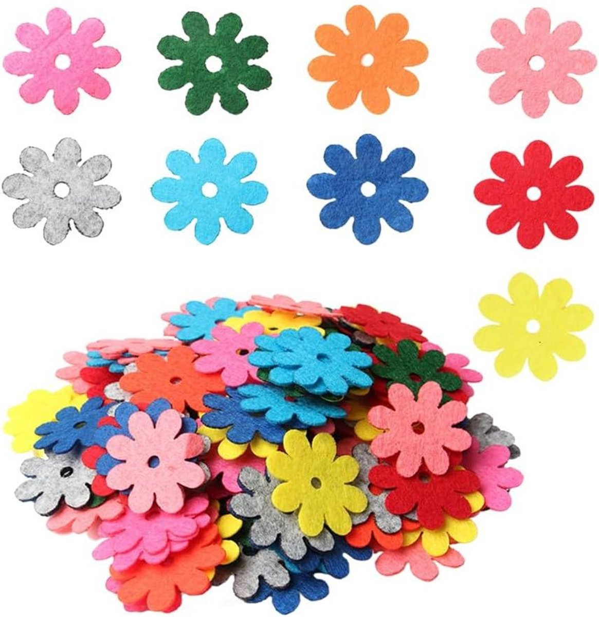 200 stuks Felt Bloemen Stickers in willekeurige kleuren voor hobby projecten
