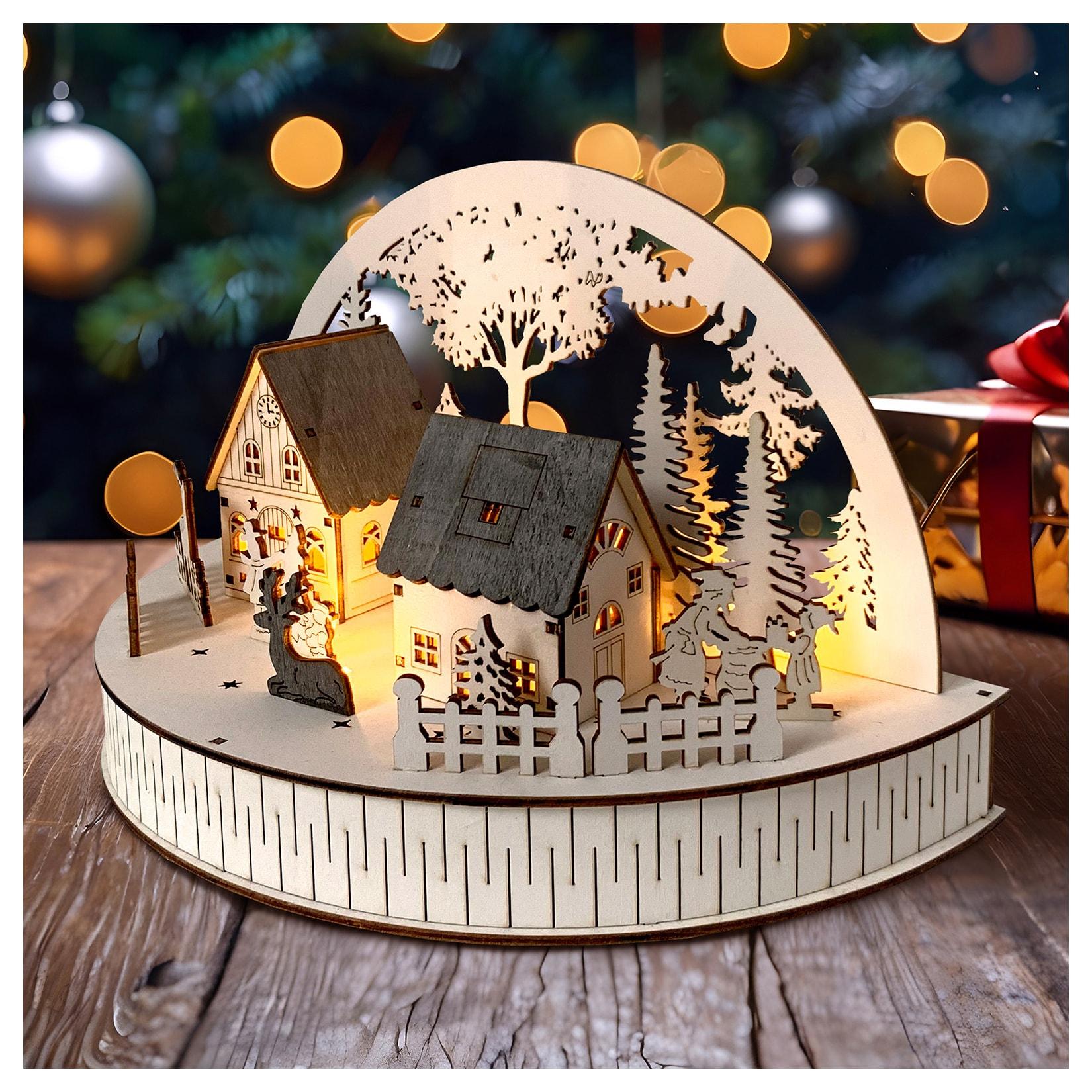 HTI-Living Weihnachtsszene beleuchtet Rehe