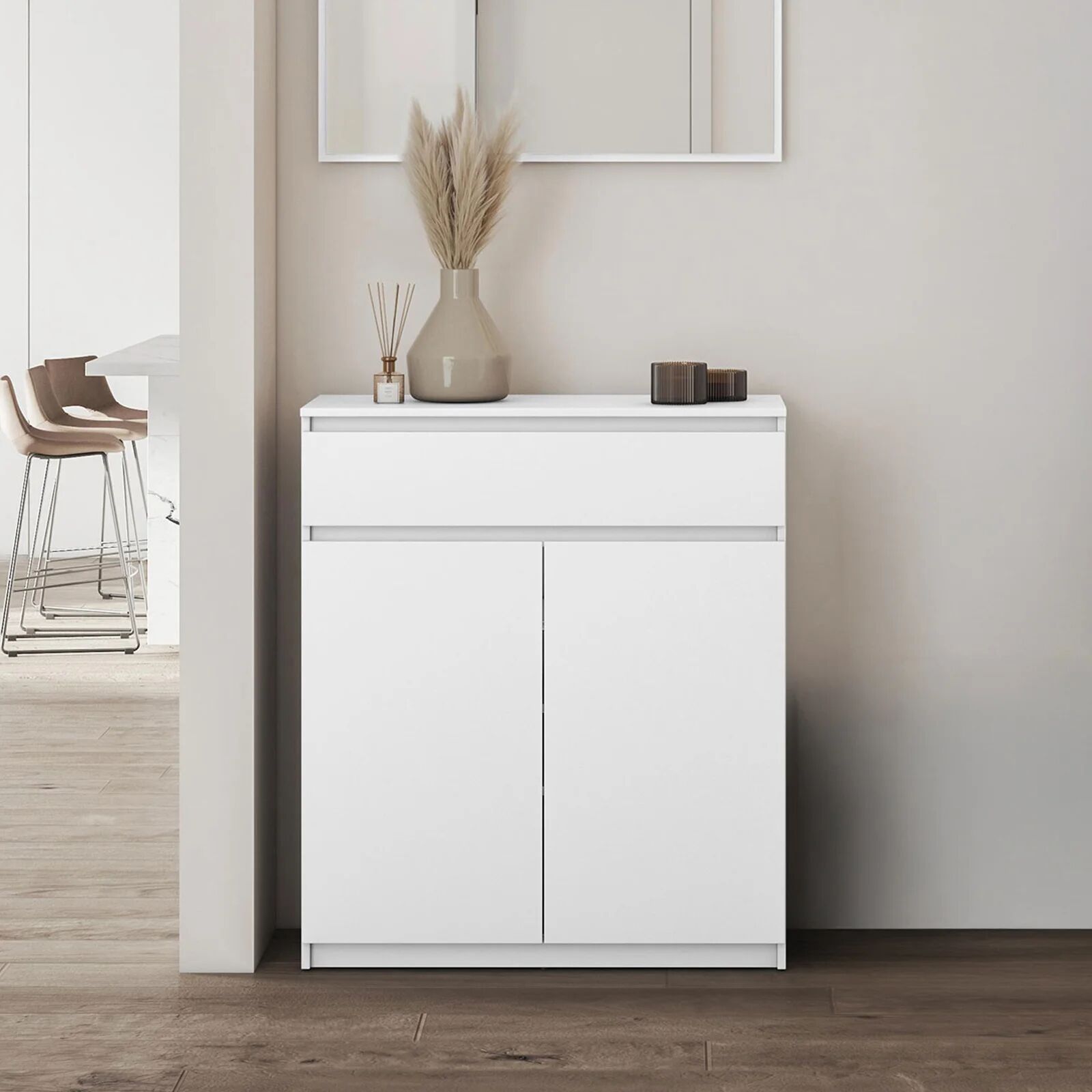 garneroarredamenti Mobile multiuso ingresso 92x107h cm con cassetto bianco Accent