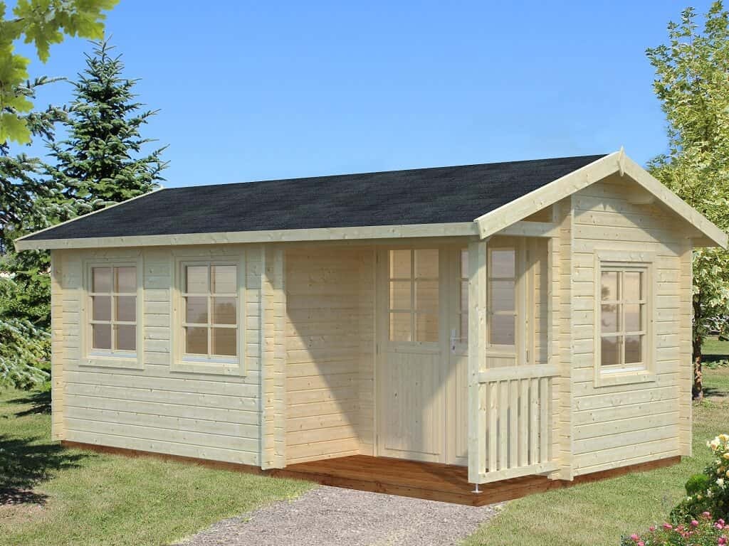 Palmako Gartenhaus Susanna 12,4 m² Gartenhaus aus Holz, Holzhaus mit 44 mm Wandstärke, Blockbohlenhaus mit Montagematerial