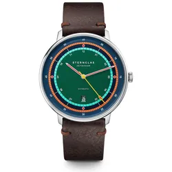 STERNGLAS - HAMBURG AUTOMATIK - EDITION ARGO - silver - mokka dunkelbraun / 42 MM