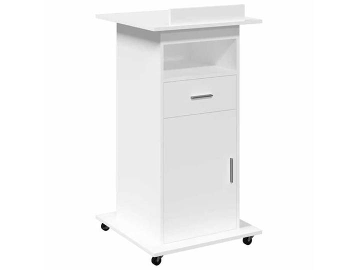 Blanc Table de travail - Pupitre et roues et tiroir blanc 55x55x107 cm bois d'ingénierie m7250