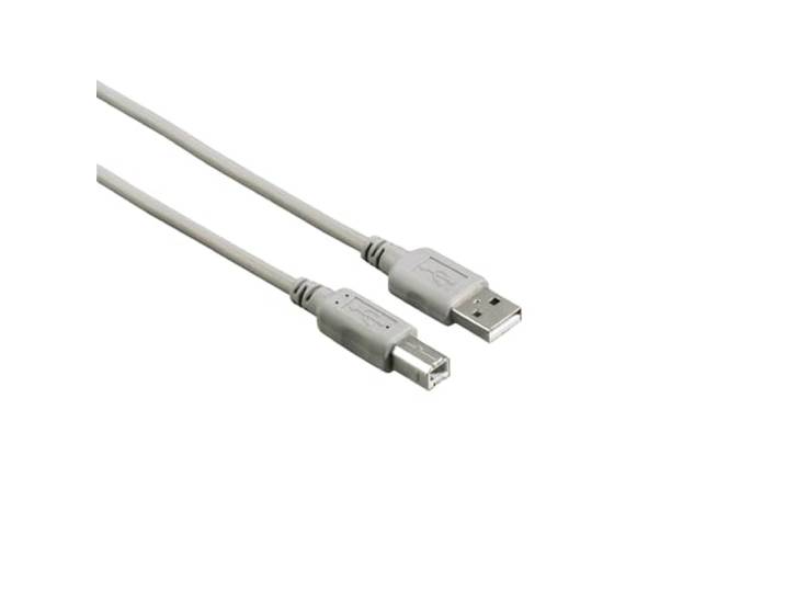 Hama USB-verbindingskabel A-stekker - B-stekker, 1,3 m, grijs