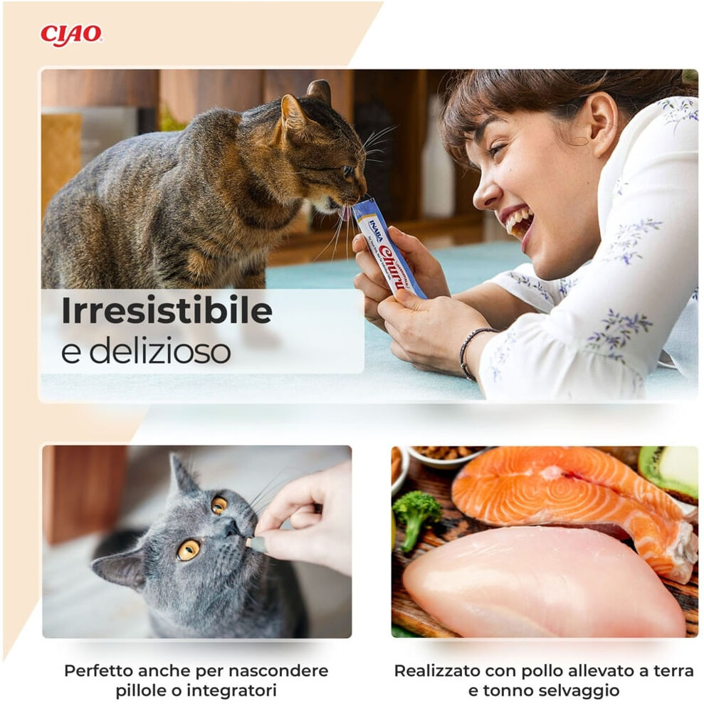 Churu Snack Stick Gatto 4x14G TONNO CON SALMONE