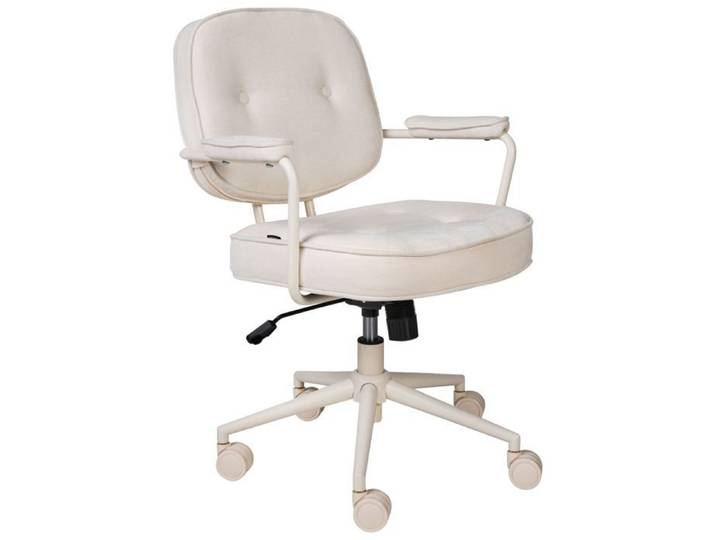 Chaise de bureau PARAMUS Cuir PU Blanc cassé