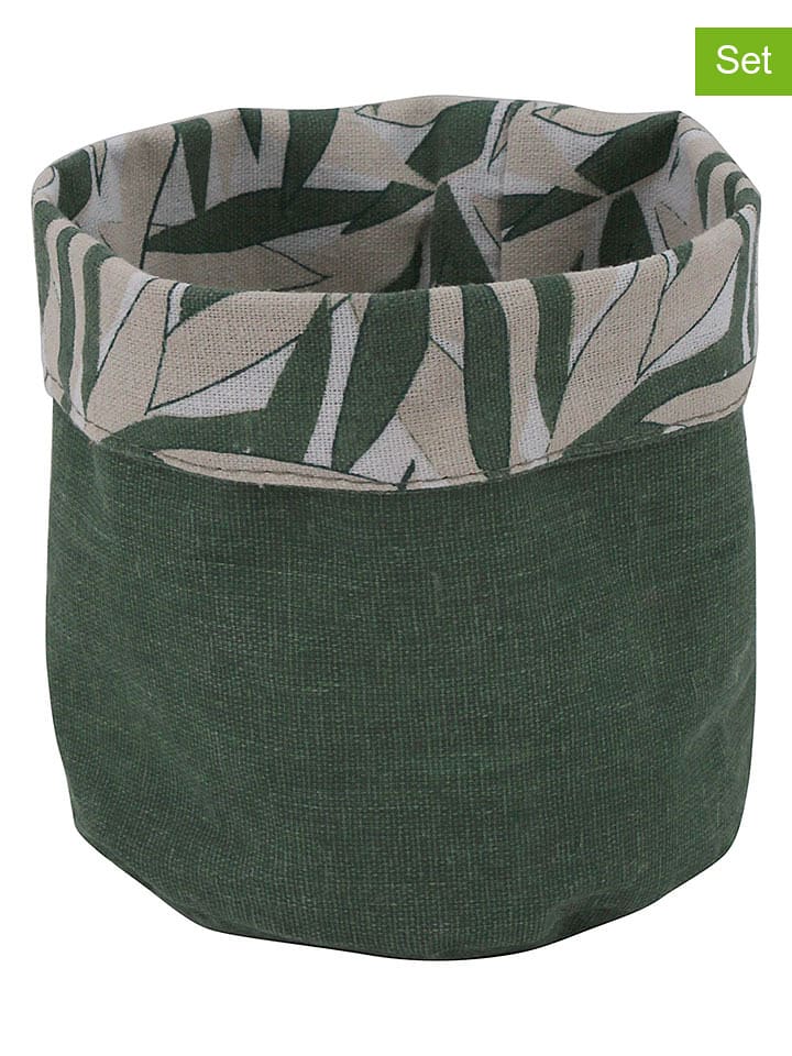 Ornami 2er-Set: Aufbewahrungskörbe in Grün - (H)15 x Ø 15 cm - onesize