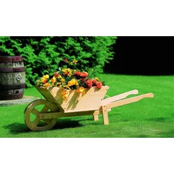 Pflanzschubkarre Uman - 115 x 30 x 40 cm - Farbe: Natur - Pflanzschubkarre aus unbehandeltem Fichtenholz