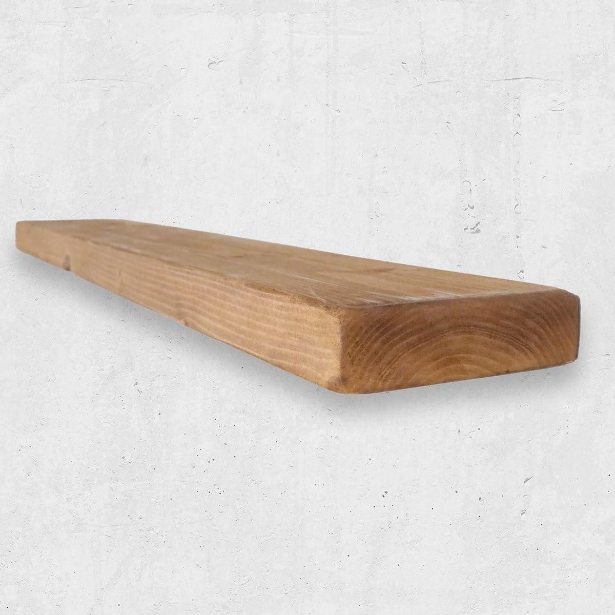 Rustieke zwevende plank Flat Chunky, Donker eiken, 160 cm