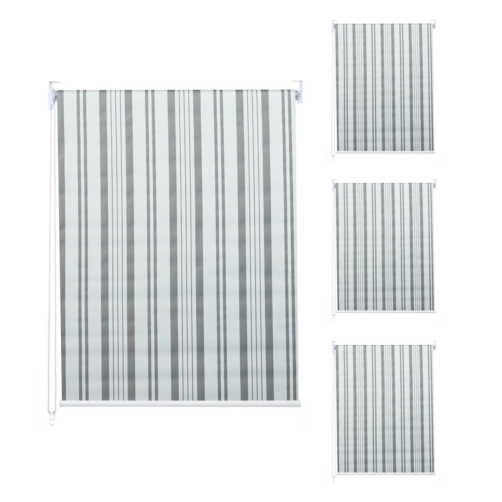 4er-Set Rollo MCW-D52, Fensterrollo Seitenzugrollo Jalousie, 120x230cm Sonnenschutz blickdicht ~ grau/weiß