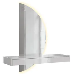 Vicco, Schminktisch, Schminktisch Sherry, Weiss Hochglanz, 120 cm mit LED-Spiegel