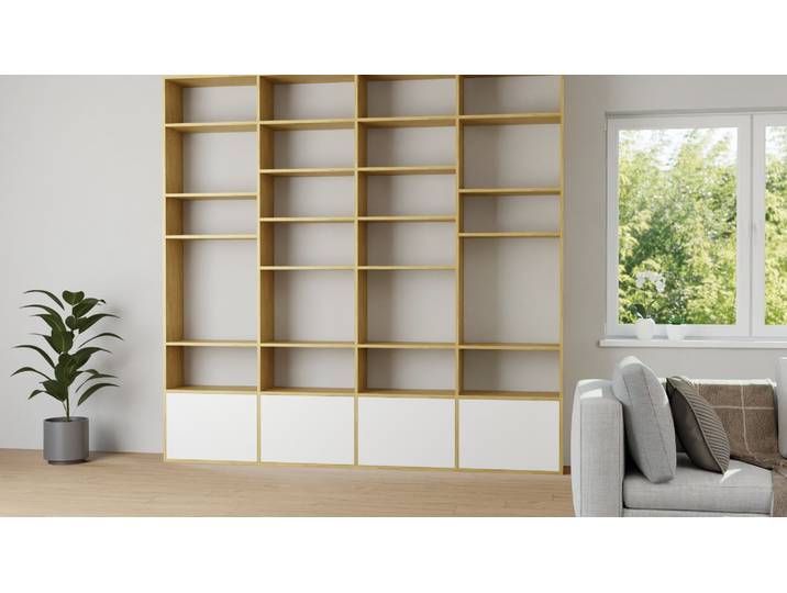 Hohes Bücherregal nach Maß - Regal wie vom Schreiner o. Tischler Eiche Natur geölt