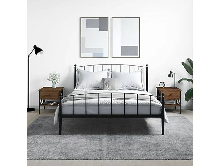 HEFZGDB Nachttische 2 STK. Braun Eichen-Optik 40x42x45 cm Holzwerkstoff mit Eisenrahmen, verstellbaren Füßen und viel Stauraum für industriellen Stil