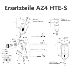 5x Tropfsperre (Pos.B) für Fließbecher 200ml/600ml AZ4 HTE-S Lackierpistole