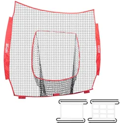 VEVOR 2134 x 2134 mm Pitching Net Pitching Target mit Strike Zone, Baseball & Softball 9 Loch Trainingsgeräte für Jugendliche & Erwachsene, Baseball Pitching Net (nur Netz)