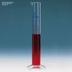Messzylinder hohe Form blaue Graduierung 100 ml : 1 ml PMP 10 Stück