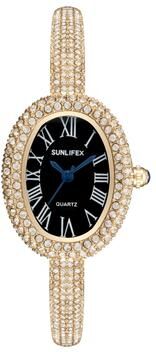 Youfap Market Luxury Women Quartz Watch, New Elegant Bracelet Wrist Watch With Roman Numerals, Rhinestones Inlaid Oval Design golden Black