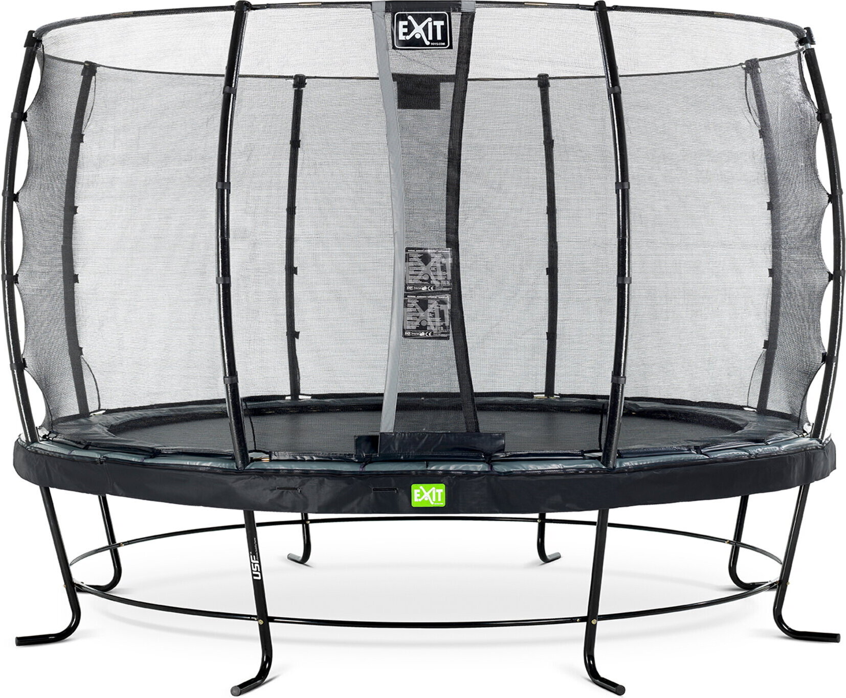 EXIT Elegant Trampolin ø366cm, mit Sicherheitsnetz, Rund, Schwarz