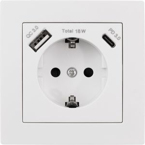 McPower Steckdose Flair, Unterputz, 1-fach, mit Rahmen, weiß, mit USB-A und USB-C